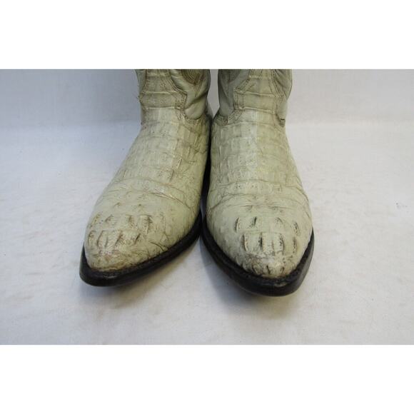Rodeo Bravo Mens Size 8.5 D / 27.5 MEX Cream Leather Caiman Cowboy Western Boots - Picture 6 of 11
